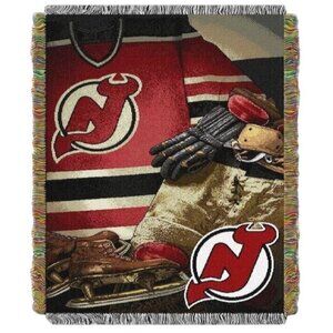 NEW NHL Vintage Hockey New Jersey Devils Woven Tapestry Throw Blanket 48x60